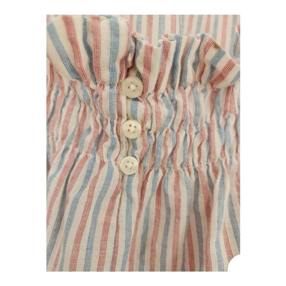 Anthropologie Isabella Sinclair Sonnet smocked red white blue Boho top size M - Picture 5 of 13